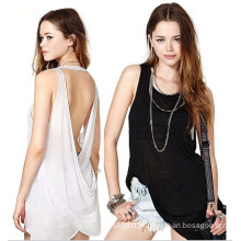 Wholesale Fashion Ladies Tops Back Cross Cotton Women Blouse